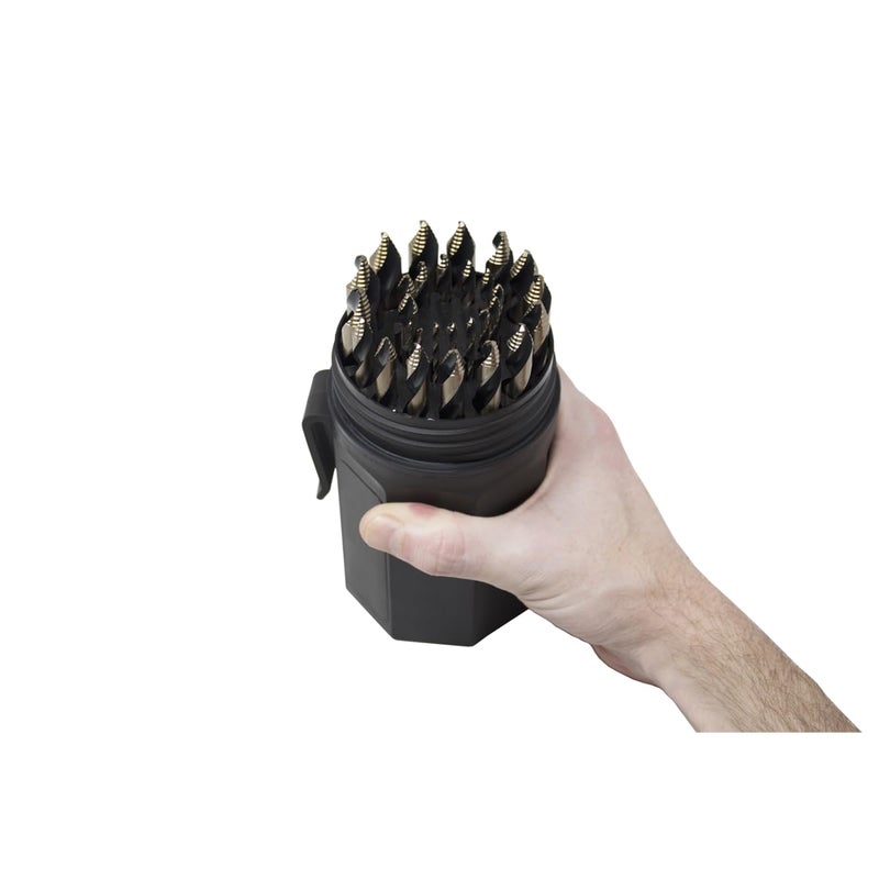 K-Tool International K Tool International XD3106 Cobalt Tungsten Metal Drill Bit Set for Garages  Repair Shops  and DIY  Sizes 1/16"" to 1/2""  Fluted Speedy Multi-Tip Design  Carrying Case  Made in The USA  29 Piece - Image 5